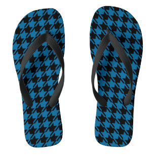 Blaues Hahnentrittmuster Wiederholungsmuster Flip Flops