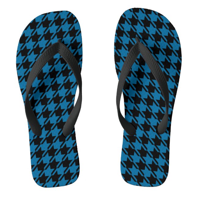 Blaues Hahnentrittmuster Wiederholungsmuster Flip Flops (Fußbett)