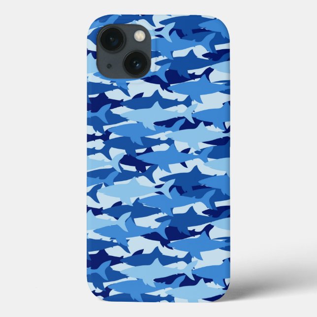 Blaues Hai Muster Case-Mate iPhone Hülle (Rückseite)