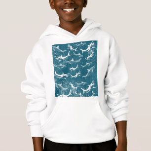 Blaues Hai-Muster Hoodie