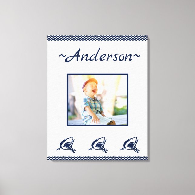 Blaues Hai Nautic Navy Foto Frame Leinwanddruck (Vorderseite)