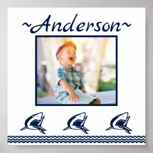 Blaues Hai Nautic Navy Foto Frame Poster