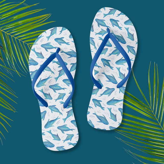 Blaues Haifischfisch Flip Flops (Shark fish cool flip flops perfect for beach lovers and vacations.)