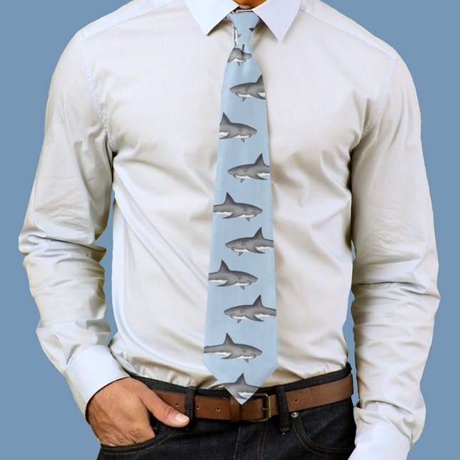 Blaues Haismuster Krawatte (Men's Shark Pattern Tie)