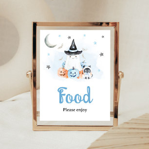 Blaues Halloween Little Boo Essen Schild