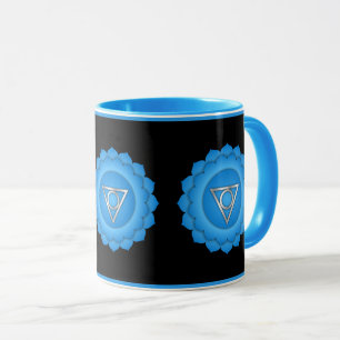 Blaues Hals-Chakra-Symbol Achtsamkeit und Heilung Tasse