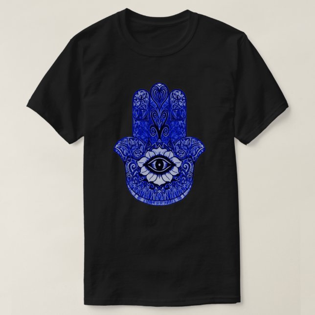 Blaues Hamsa Symbol-Indie Kunst-Grafik-T-Shirt T-Shirt (Design vorne)