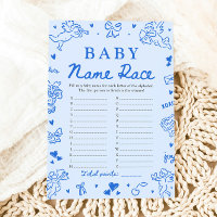 Blaues handgezeichnetes Babynamen-Rennen Baby Show