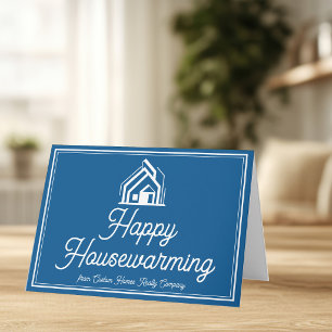 Blaues Happy Housewarming Custom Real Estate Karte