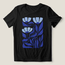 Blaues Harmony Damen Abstract Floral T-Shirt Tri-Blend Shirt