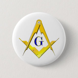 Blaues Häuschen-Quadrat u. Kompassse Button