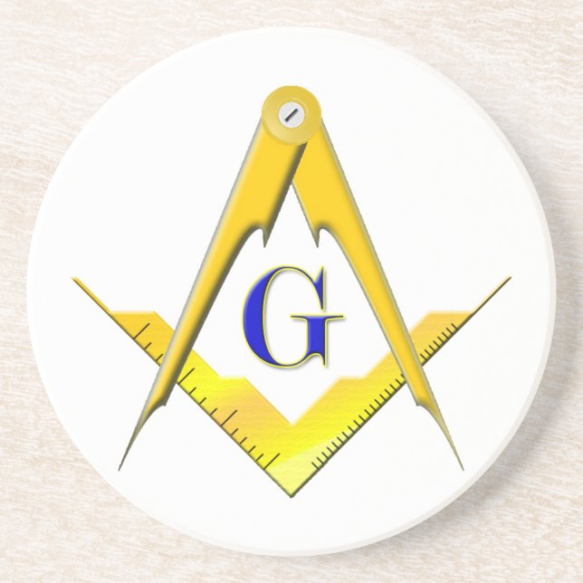 Blaues Häuschen-Quadrat u. Kompassse Untersetzer (Vorne)