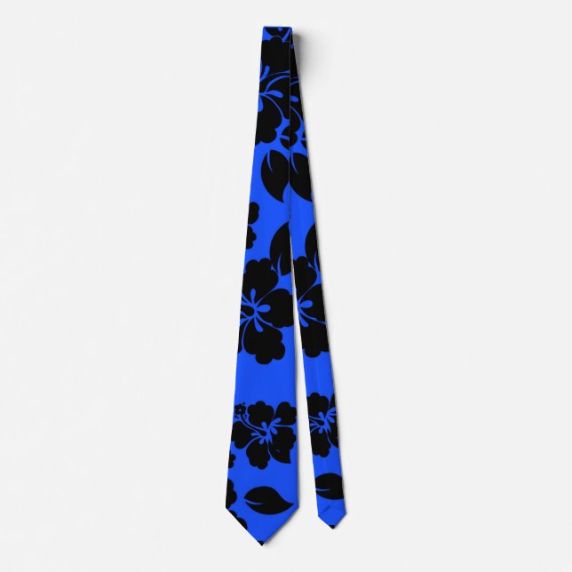 Blaues Hawaiisches Muster Krawatte (Vorderseite)