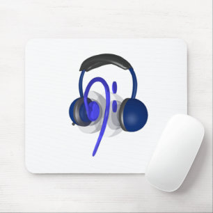 Blaues Headset für Bass Mousepad
