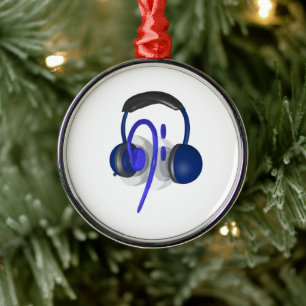 Blaues Headset für Bass Silbernes Ornament