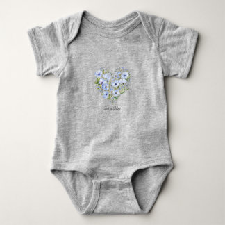 Blaues Herz Blumen Baby Bodysuit Strampler