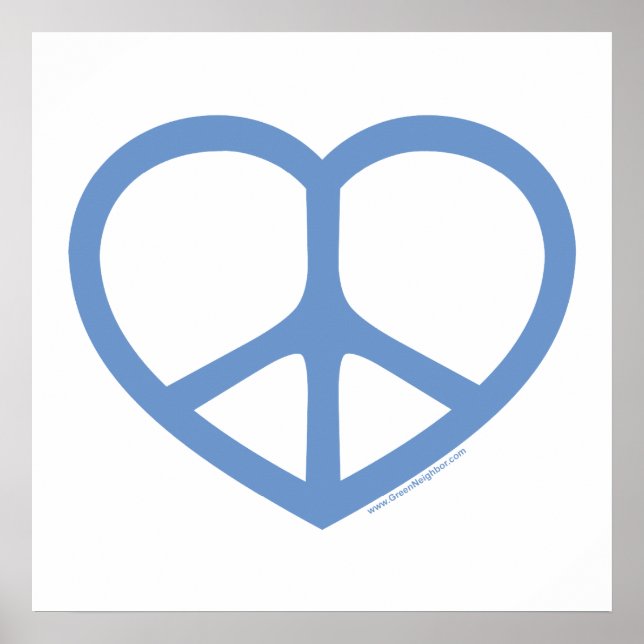Blaues Herz der Liebe, Friedenszeichen Poster (Vorne)