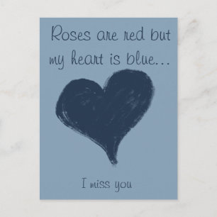 Blaues Herz - ich vermisse dich Postkarte