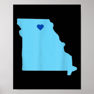 Blaues Herz im Staat der Kontur von Missouri Poster