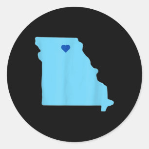 Blaues Herz im Staat der Kontur von Missouri Runder Aufkleber