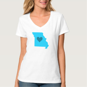 Blaues Herz im Staat der Kontur von Missouri T-Shirt