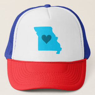 Blaues Herz im Staat der Kontur von Missouri Truckerkappe