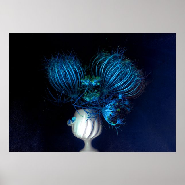 Blaues Herz in schwarz Poster (Vorne)