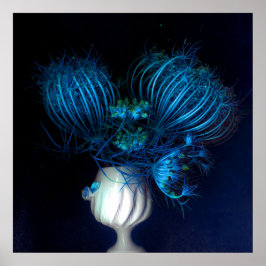 Blaues Herz in schwarz Poster