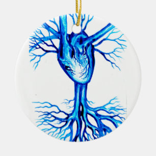 Blaues Herz Keramik Ornament