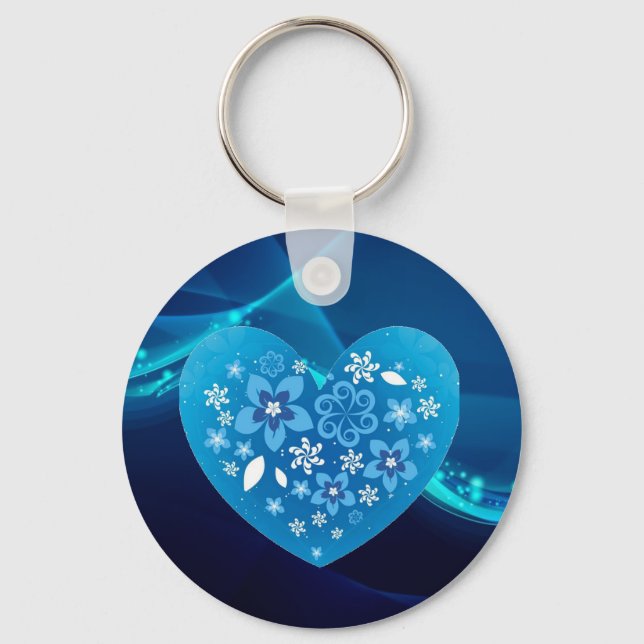 Blaues Herz Liebe Schlüsselanhänger (Vorderseite)