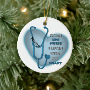 Blaues Herz LPN Nurse-Ornament Keramik Ornament