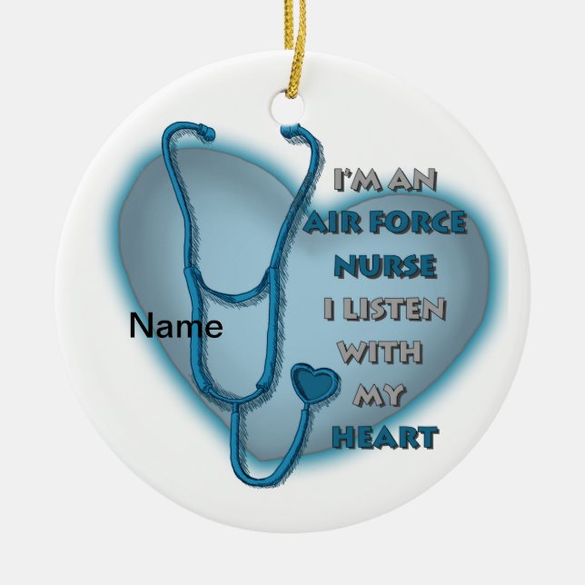 Blaues Herz Luftwaffenkrankenschwester  Keramik Ornament (Vorne)