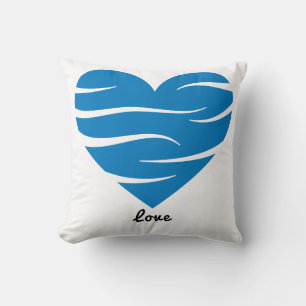 Blaues Herz mit abstrakten Wellen Liebe- und Pfleg Kissen