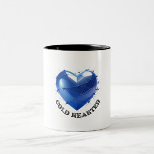 Blaues Herz mit Stacheldraht Halte das Herz Dunkle Zweifarbige Tasse