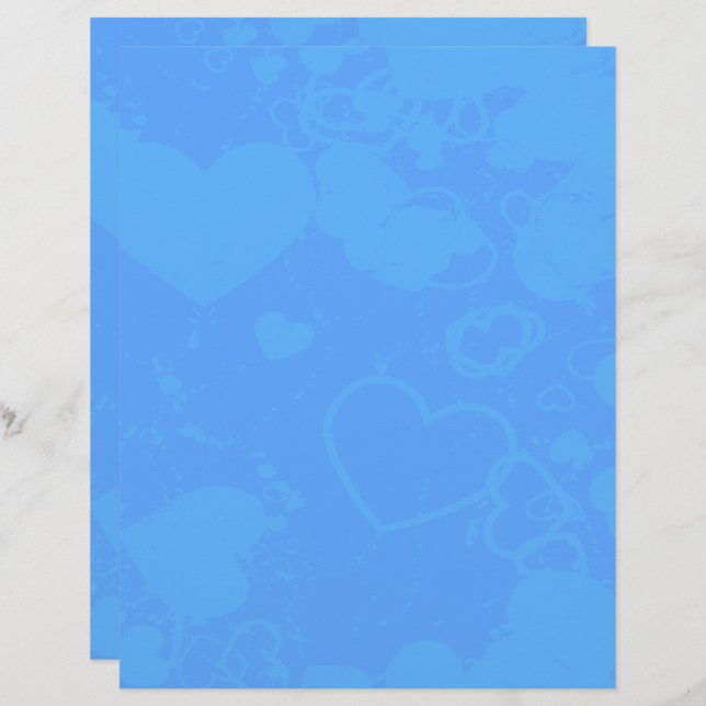 Blaues Herz Muster - Scrapbook Paper (Vorne/Hinten)