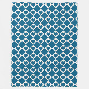 Blaues Herz-Schachbrett-Muster Fleecedecke