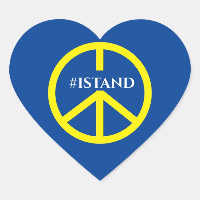 Blaues Herz und gelbes Friedenssymbol Herzkleber Herz-Aufkleber (Vorderseite)