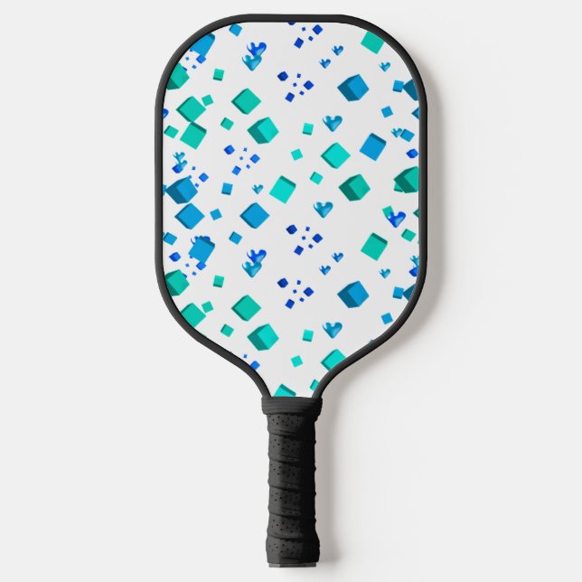 Blaues Herz und kubisches Paddel Pickleball Schläger (Vorderseite)