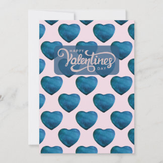 Blaues Herz Valentinstag Muster Romantisch Feiertagskarte
