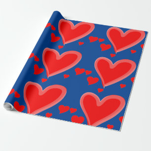 blaues Herz-Valentinstag-Packpapier Geschenkpapier