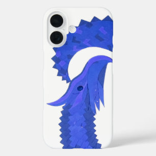 Blaues Herzdrachen in Weiß iPhone 16 Hülle
