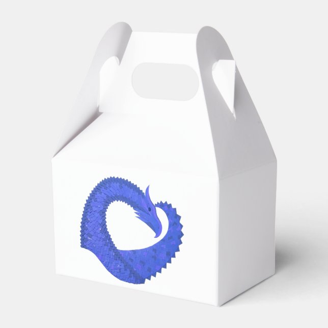 Blaues Herzdrachen in Weiß Geschenkschachtel (Vorderseite)