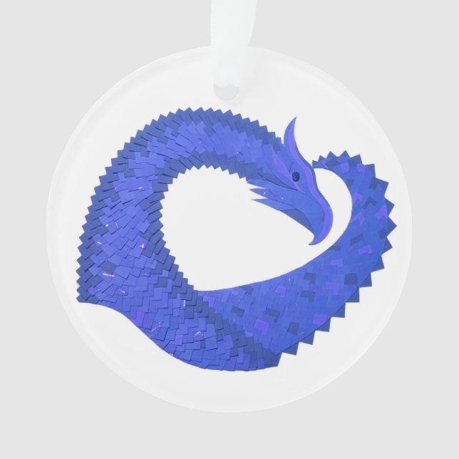 Blaues Herzdrachen in Weiß Ornament (Vorderseite)