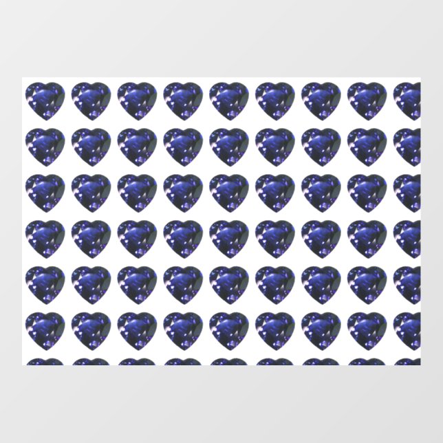 Blaues Herzmuster Fensteraufkleber (Blatt)