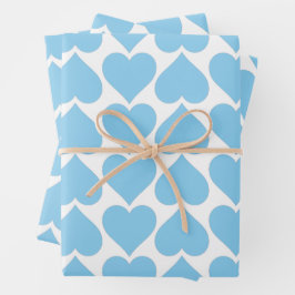 Blaues Herzmuster, Romantik, Liebe Geschenkpapier Set