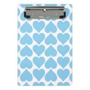 Blaues Herzmuster, Romantik, Liebe Mini Klemmbrett