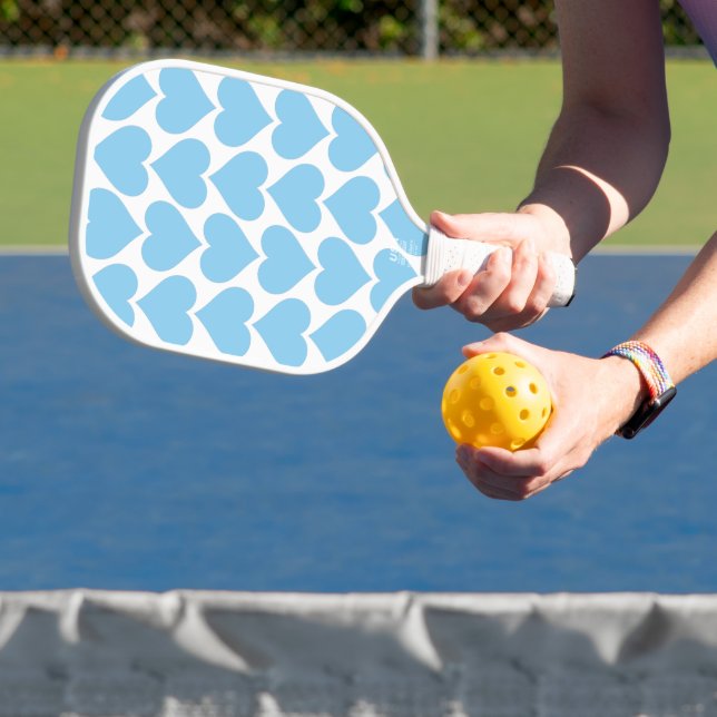 Blaues Herzmuster, Romantik, Liebe Pickleball Schläger (InSitu)