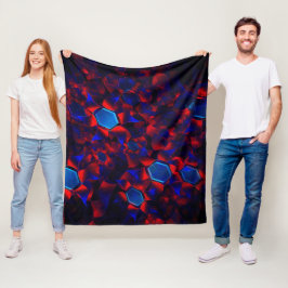 Blaues Hexagon gemischt mit überlappenden roten Ku Fleecedecke