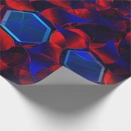 Blaues Hexagon gemischt mit überlappenden roten Ku Geschenkpapier