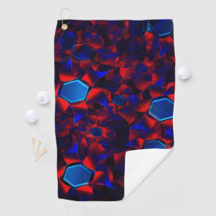 Blaues Hexagon gemischt mit überlappenden roten Ku Golfhandtuch